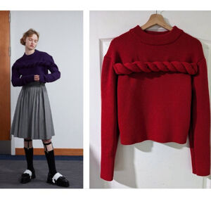 NWT SHUSHU/TONG | Braid Knit Sweater in Red